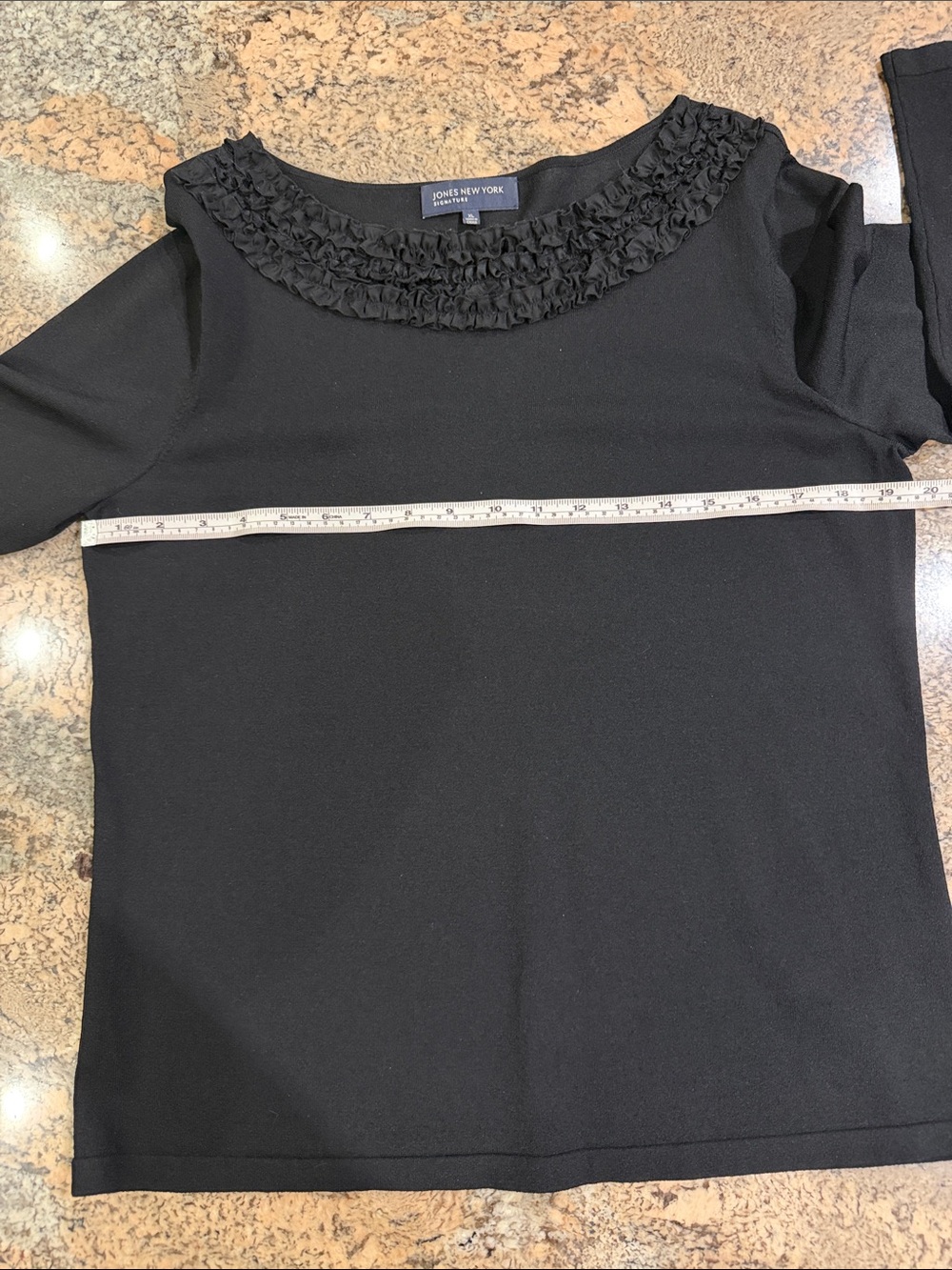 Jones New York Black Ruffled Scoop Neck Sweater - Picture 6 of 8